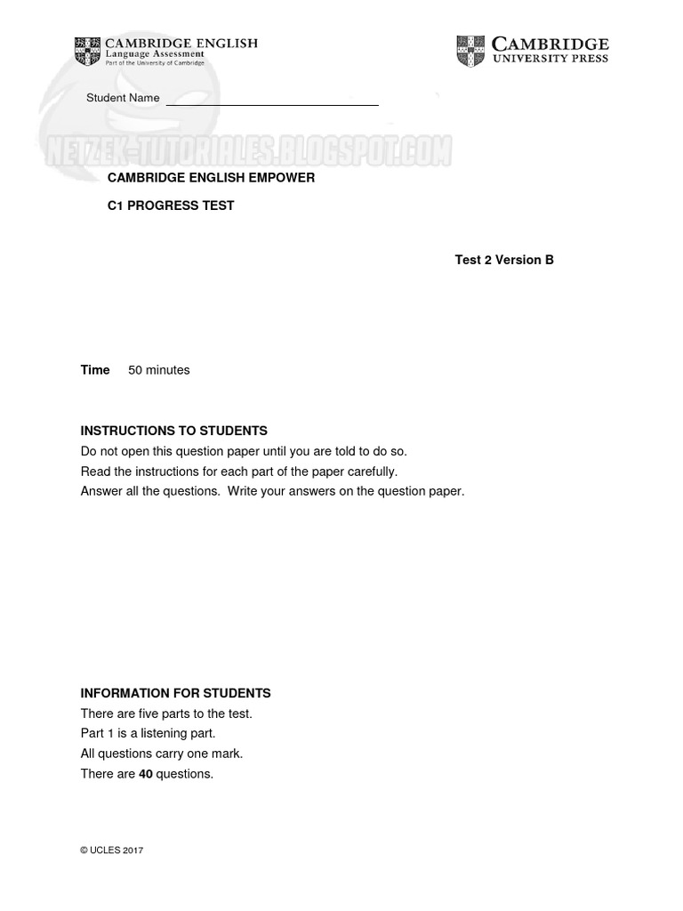 Cambridge Empower B2 Unit 2 Test Answers | PDF