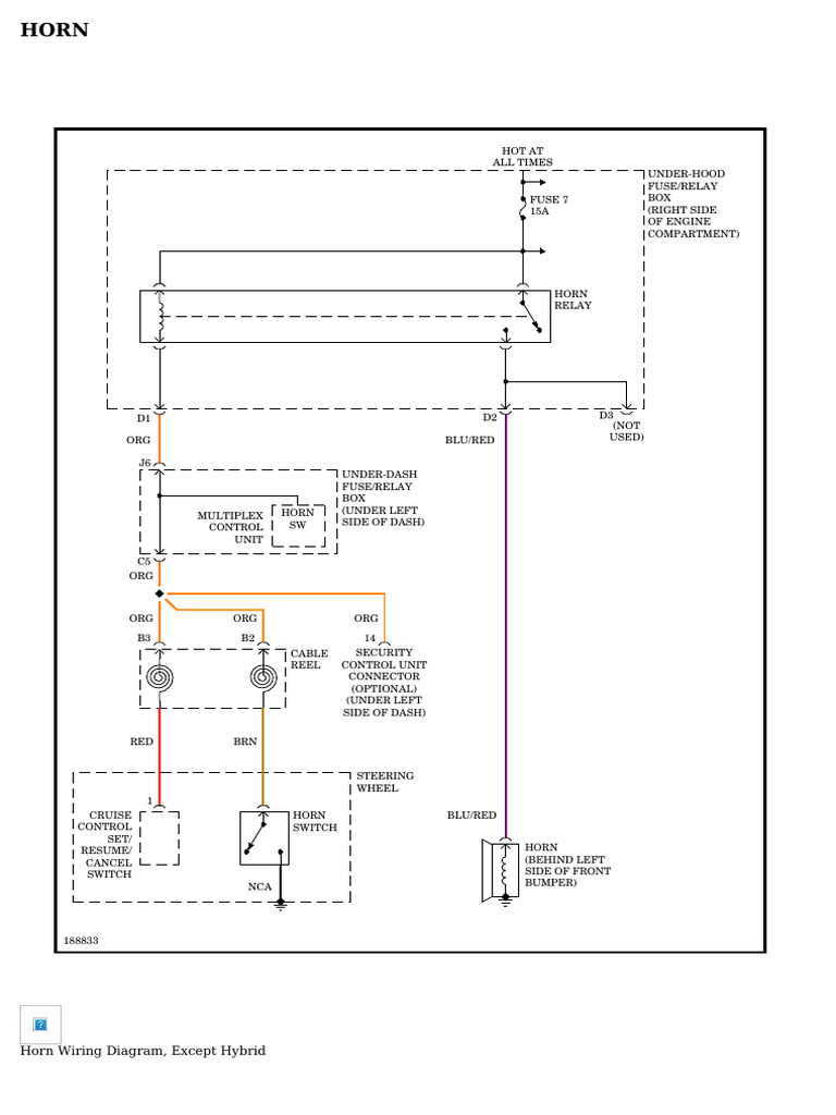 HORN - Honda Civic Hybrid 2005 - SYSTEM WIRING DIAGRAMS | PDF | Front