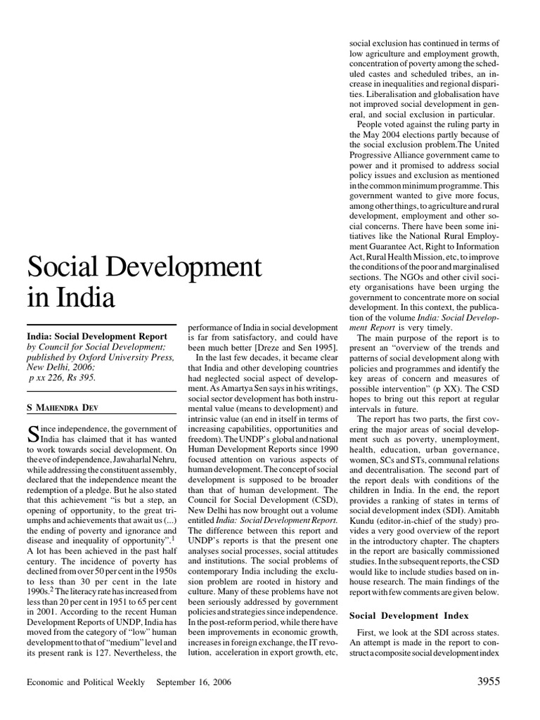 Social Development in India | PDF | Poverty | Poverty & Homelessness