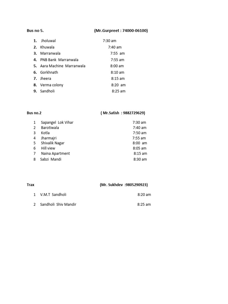 Bus List 2024 | PDF