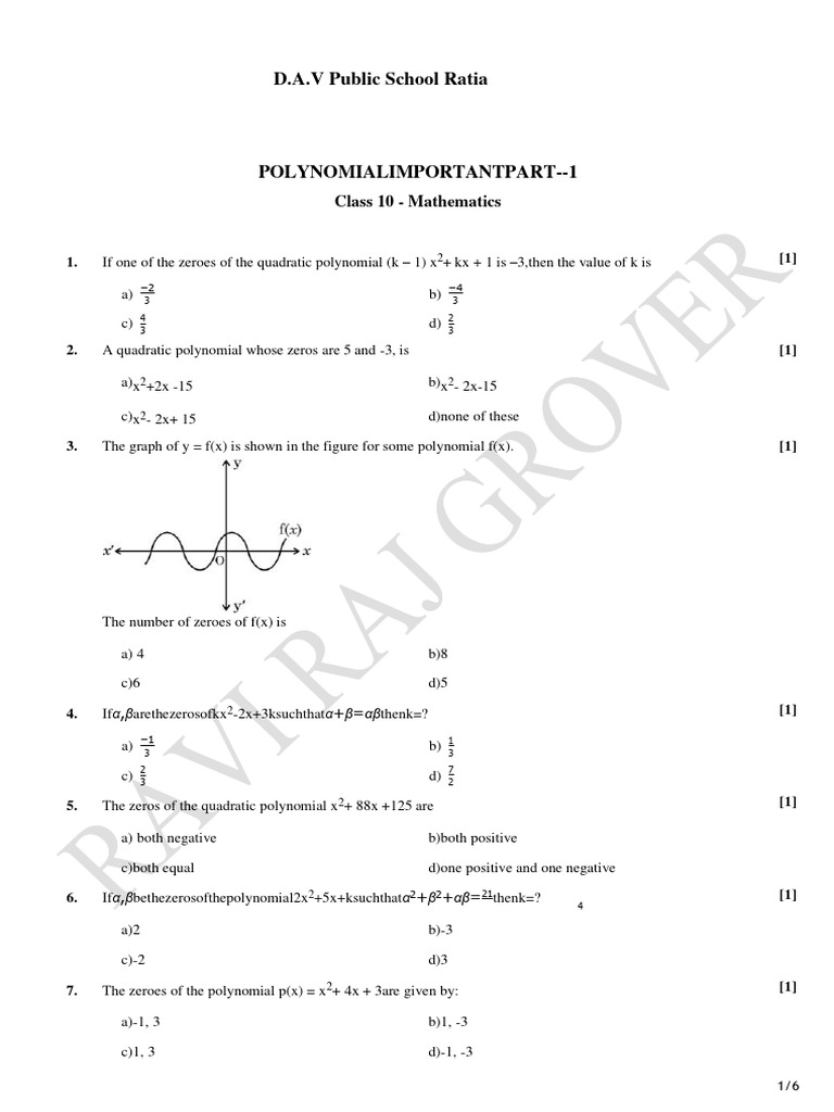 Chapter 2 class 10 pdf polynomial zero of a function