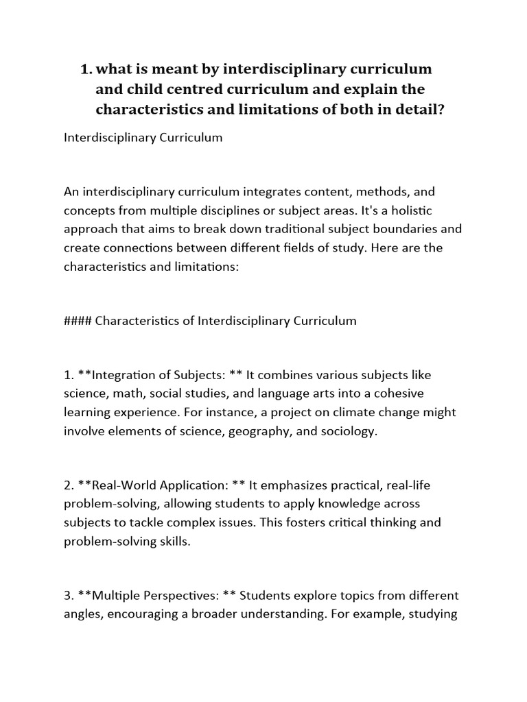 Academic Curriculum Pdf Curriculum Interdisciplinarity