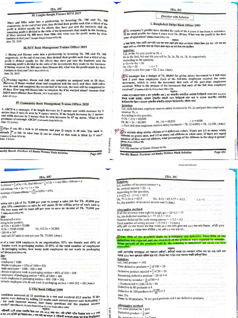 IBA ALL WRITTEN MATH 1999-2021-Reduced | PDF