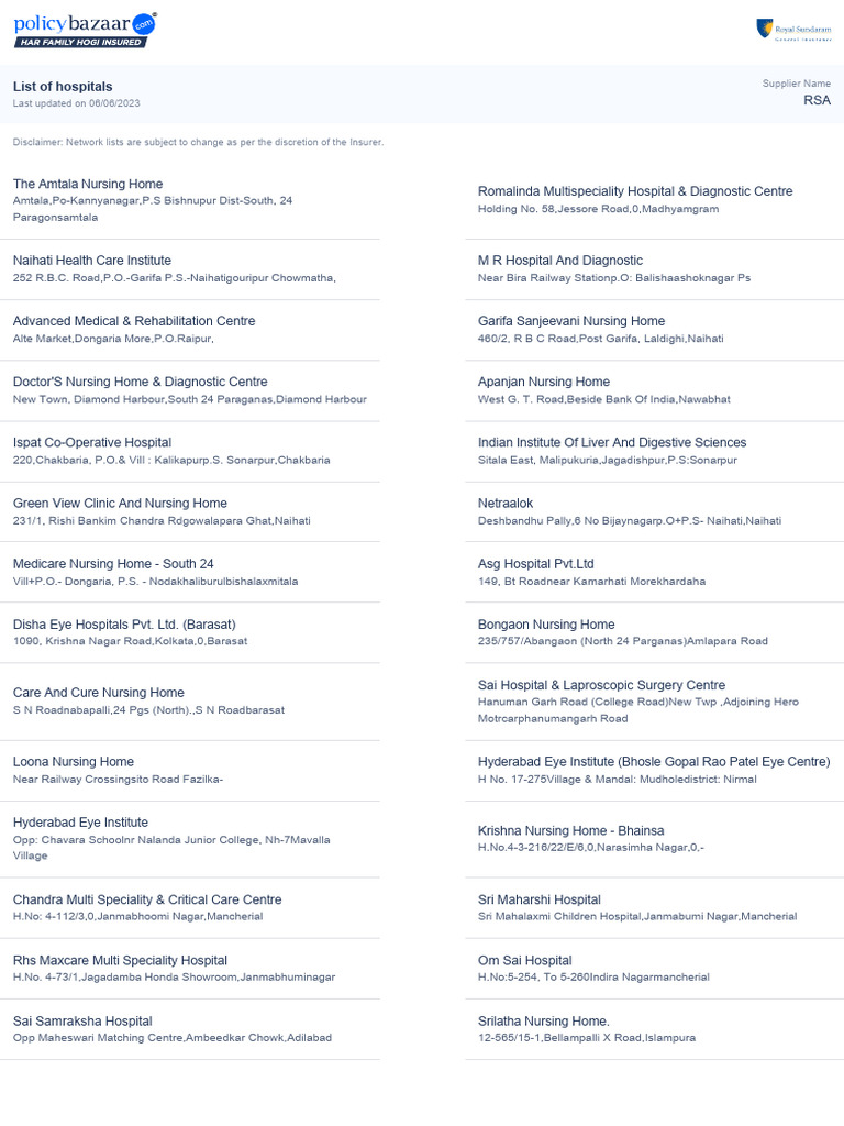 Royal Sundaram PDF Health Care Clinical Medicine