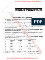 1 Hyperbolic Functions