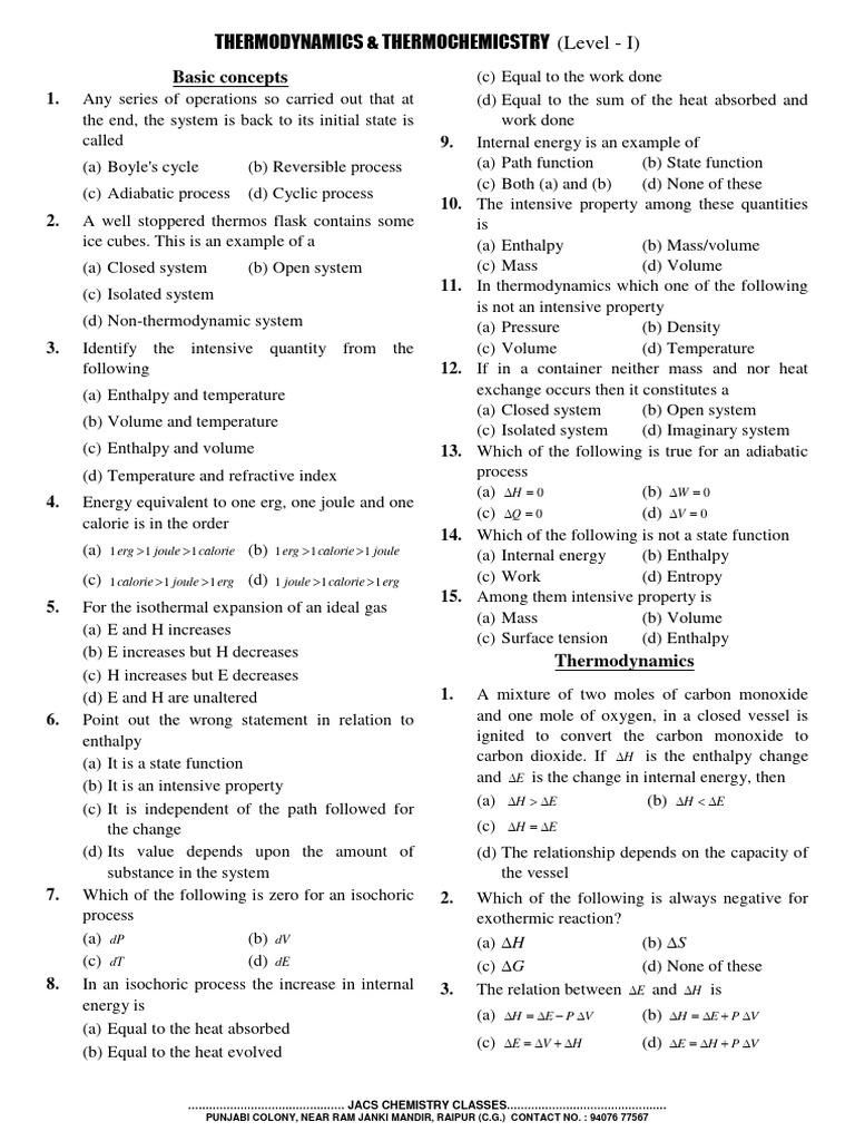 Problem Thermodynamic Level I Download Free Pdf Metrology Nature