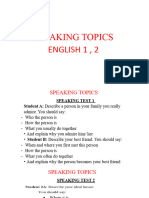 Speaking Topics - English 1,2
