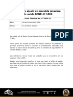 CT 004-21. Inspección y Ajuste de Arandela Pinadora Eje Salida BENELLI 180S