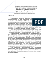 Implementation of The Indigenous Peoples Education Curriculum in The Division of Cabadbaran City Erlando Verano Labrador JR