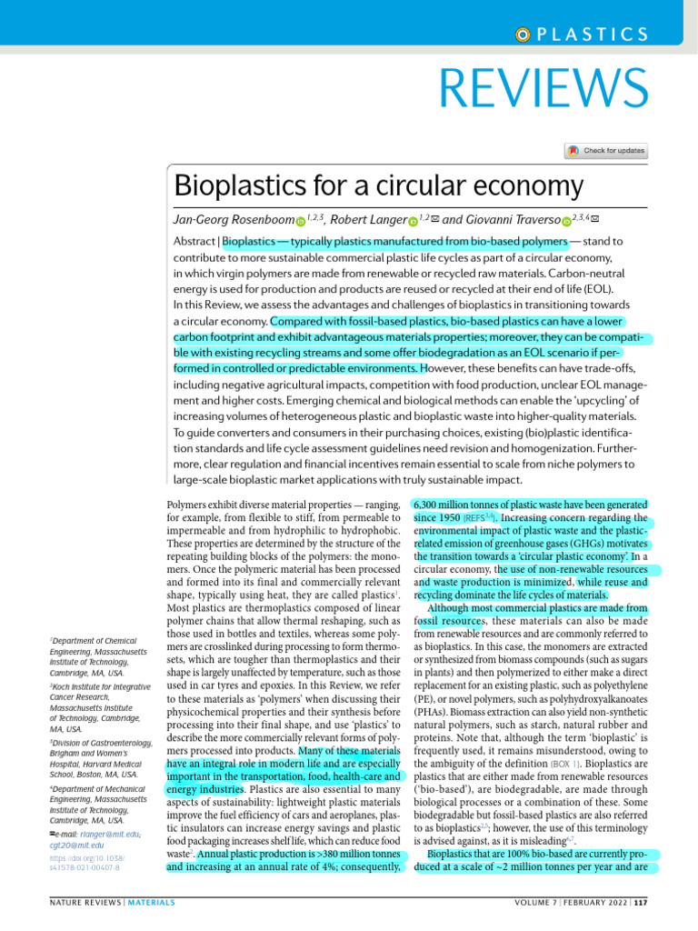 Bioplastics For A Circular Economy | PDF | Plastic | Biodegradation