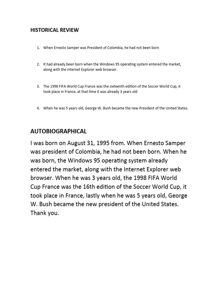 Autobiographical Timeline 1995-2000 | PDF