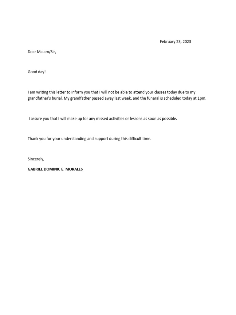 Excuse Letter | PDF