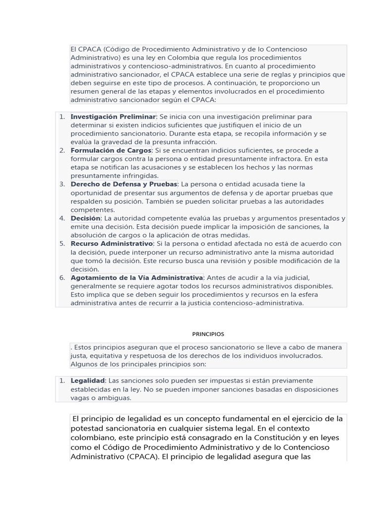 El CPACA PRINCIPIOS Y COBRO COACTIVO | PDF | Debido al proceso | Ley