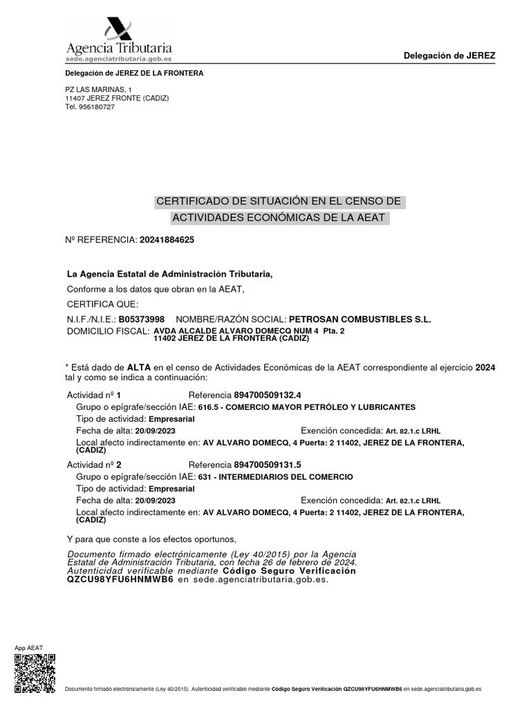 Certificado de Alta en el IAE 2024 | PDF | Negocios