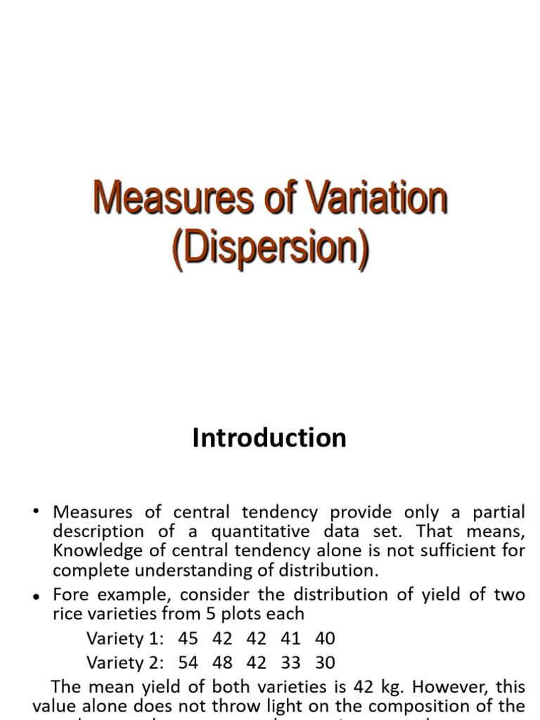 Understanding Measures of Variation | PDF | Coefficient Of Variation ...