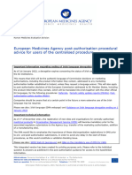 European Medicines Agency Post Authorisation Procedural Advice Users Centralised Procedure en