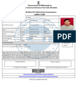 Government of Maharashtra State Common Entrance Test Cell, Mumbai. MAH-MCA-CET 2024 Online Examination Admit Card