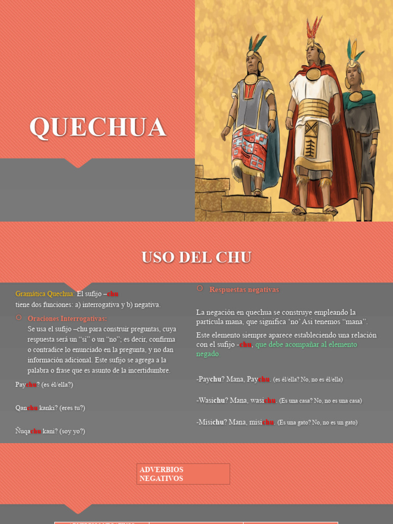 Gramática Quechua: Sufijos -chu y -kuna | PDF | Adverbio | Lingüística