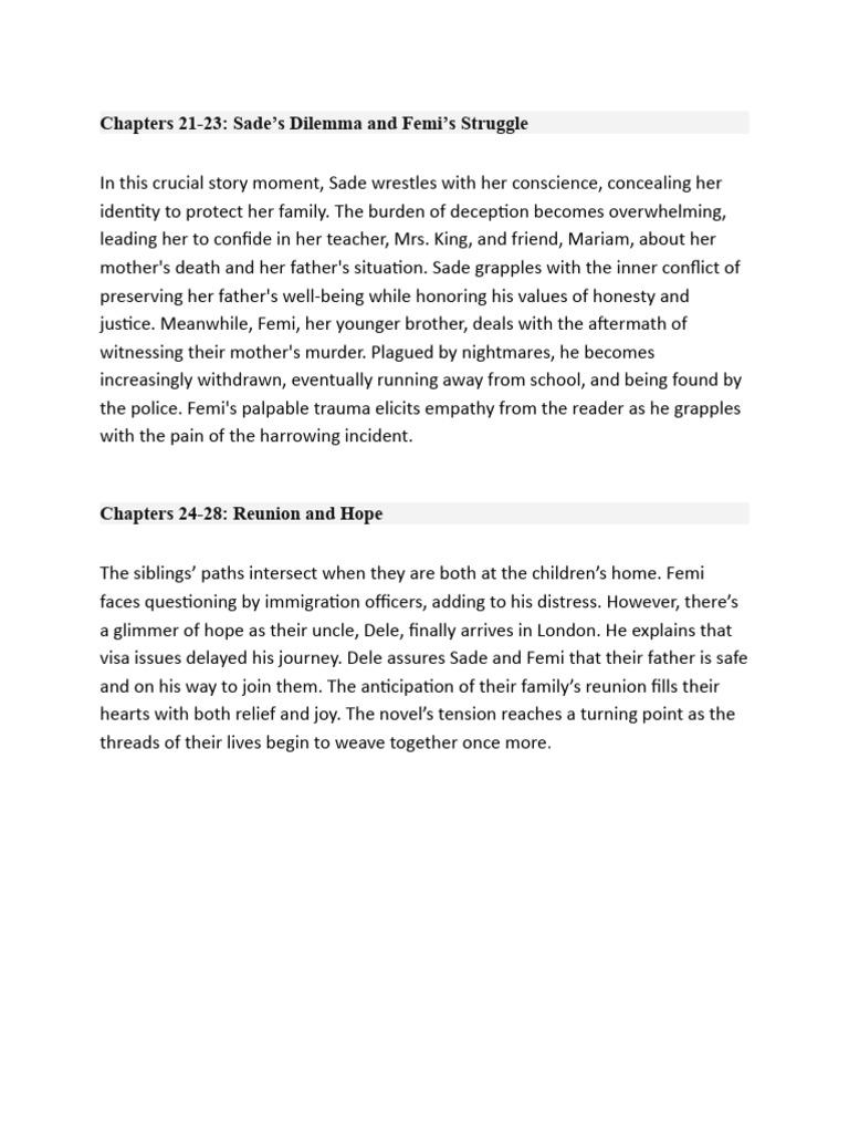 Sade and Femi: A Family's Struggle | PDF | Mystery, Thriller & Crime ...