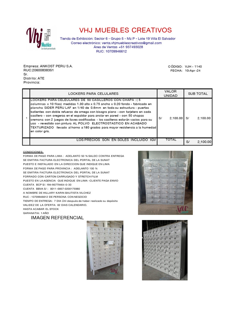 VHJ-1140 - Lockers de 50 Casilleros Porta Celulares | PDF