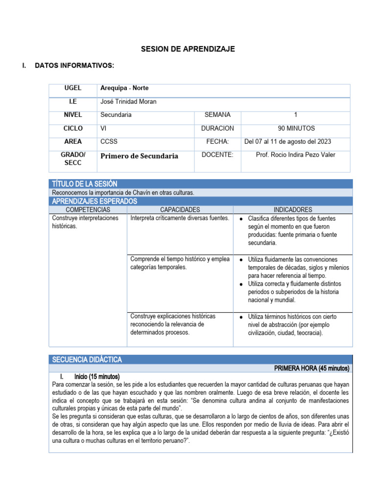 HGE - U7 - 1er Grado - Sesion 01 | PDF | Imperio Inca | Perú