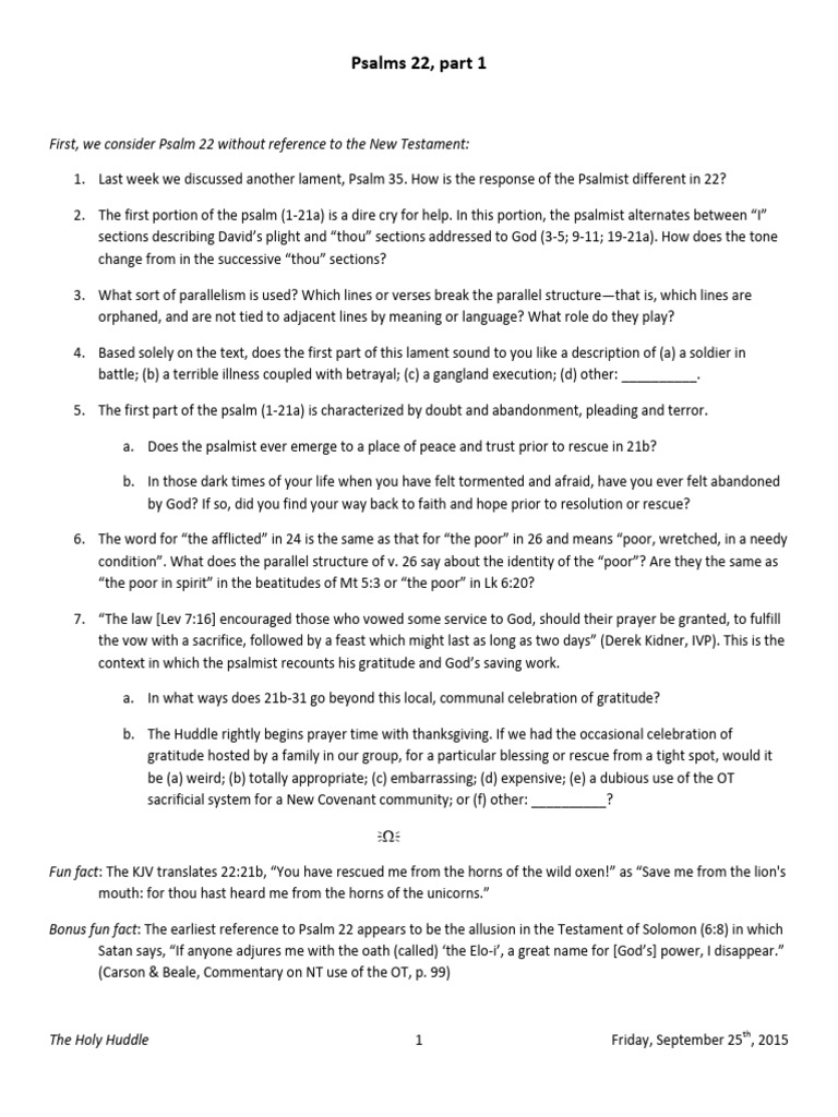 Understanding Psalms 22