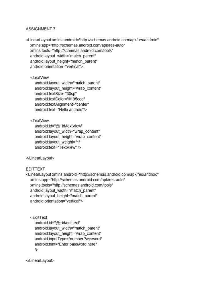 Android Layout with TextView & EditText | PDF | Computers