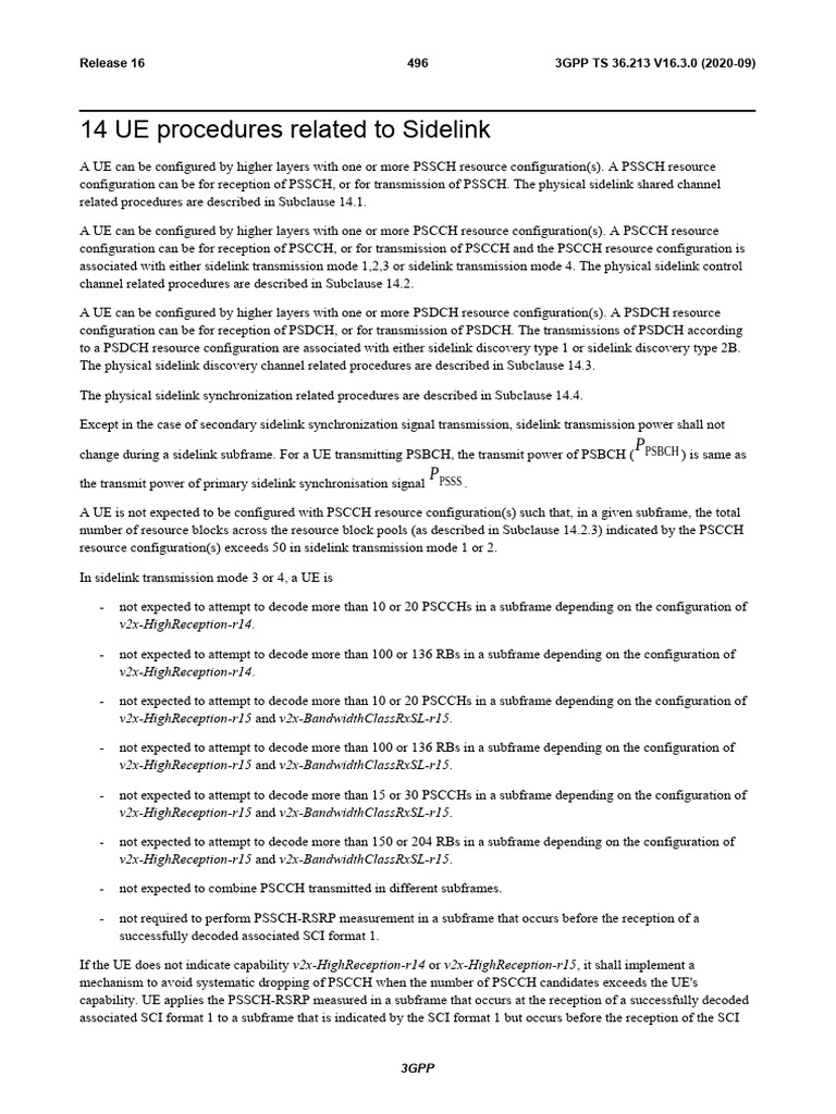 14 ue procedures related to sidelink release 16 496 3gpp ts 36 213 v16