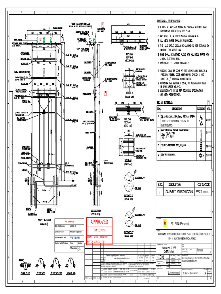 Em mc 23 d652 3 assembly drawing for dead end steel structures of