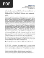 A Machine Learning Based CIDS Model For Intrusion Detection To Ensure Security Within Cloud Network