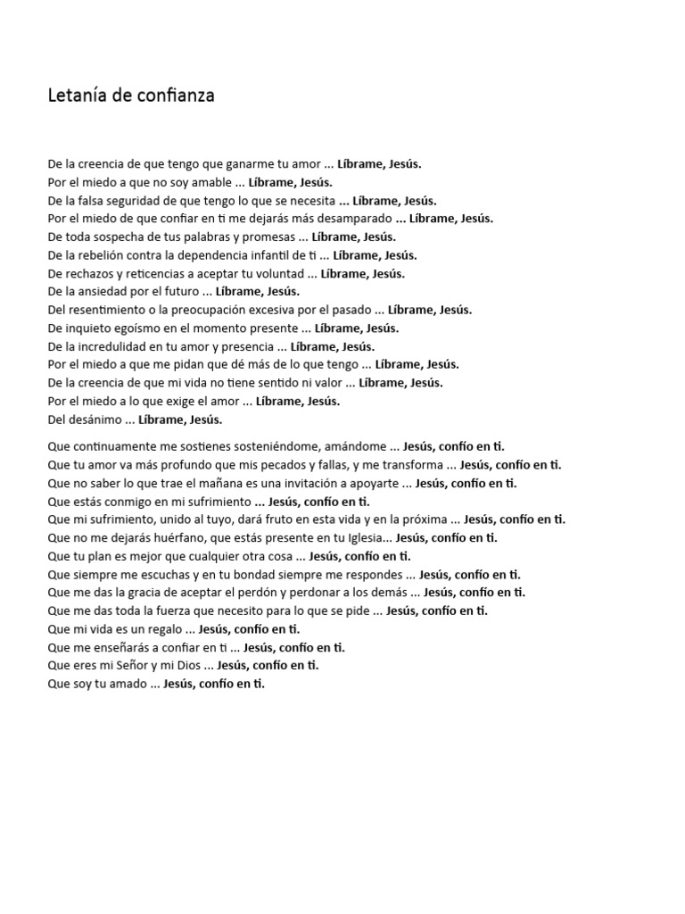 Letanía de Confianza | PDF