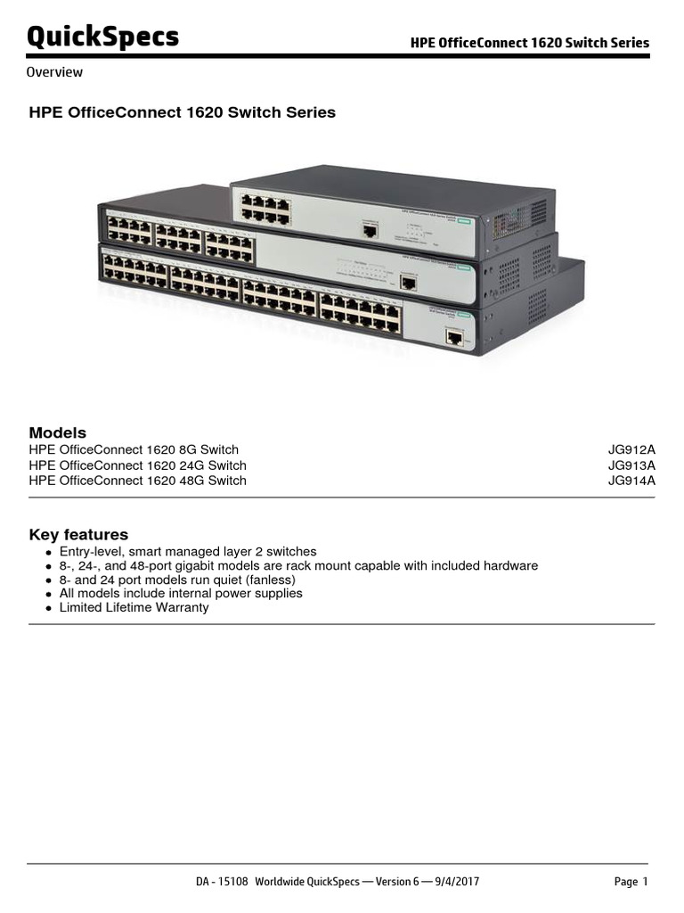 HPE OfficeConnect 1620 Switch Series Download Free PDF Computer