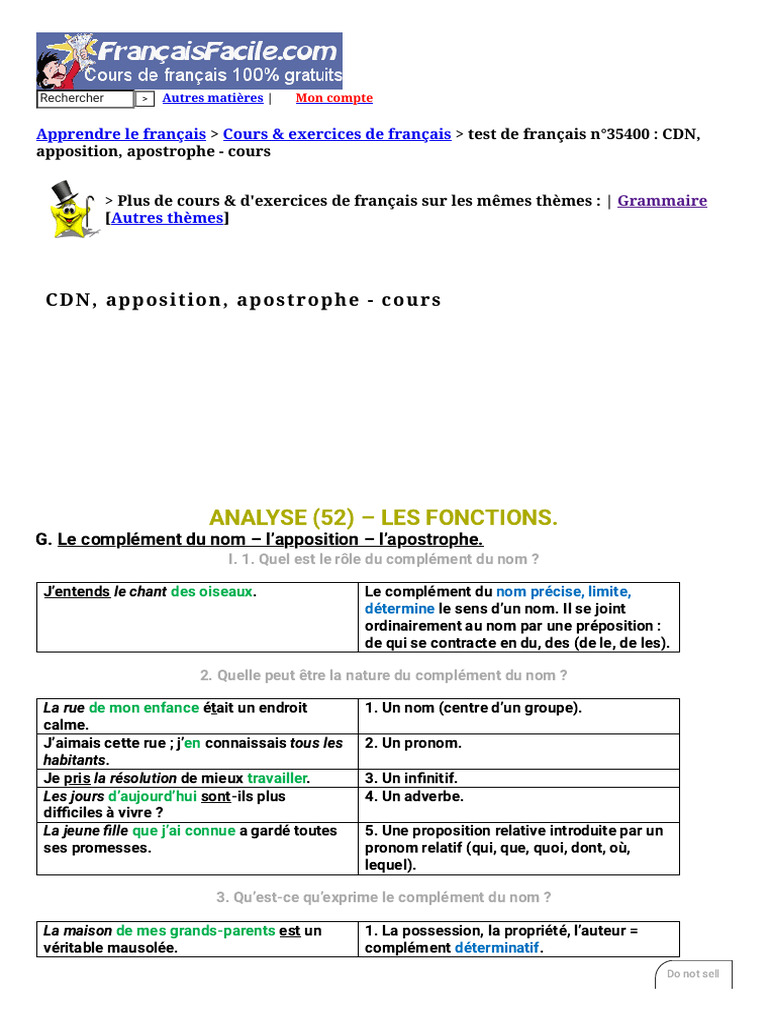 CDN, Apposition, Apostrophe | PDF | Pronom | Adposition