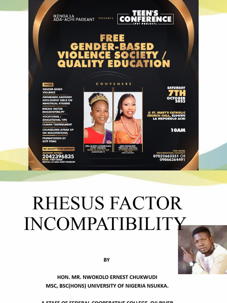 Rhesus Factor Incompatibility by Nwokolo Ernest | PDF | Blood Type ...
