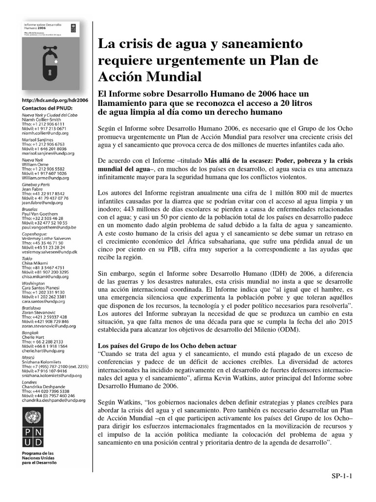 Crisis Del Agua Y Saneamiento Pdf Agua Pobreza