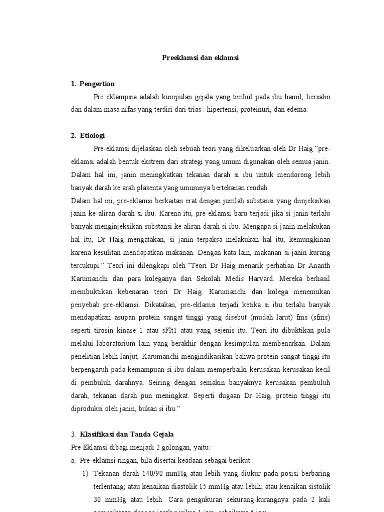 Penatalaksanaan Preeklamsi Dan Eklamsi Pdf