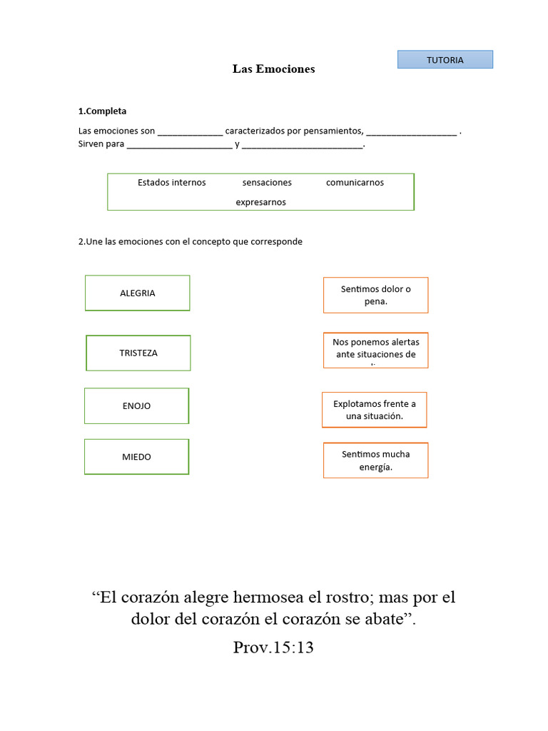 Las Emociones Ficha | PDF