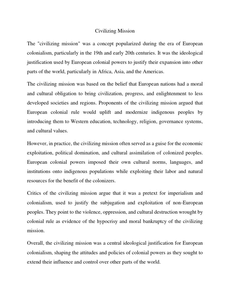 The Civilizing Mission of Colonialism | PDF | Social Science | History
