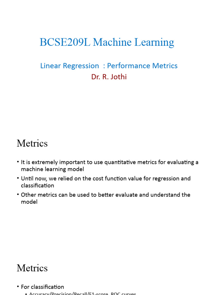 Regression Performnace Metrics | PDF | Errors And Residuals | Mean ...