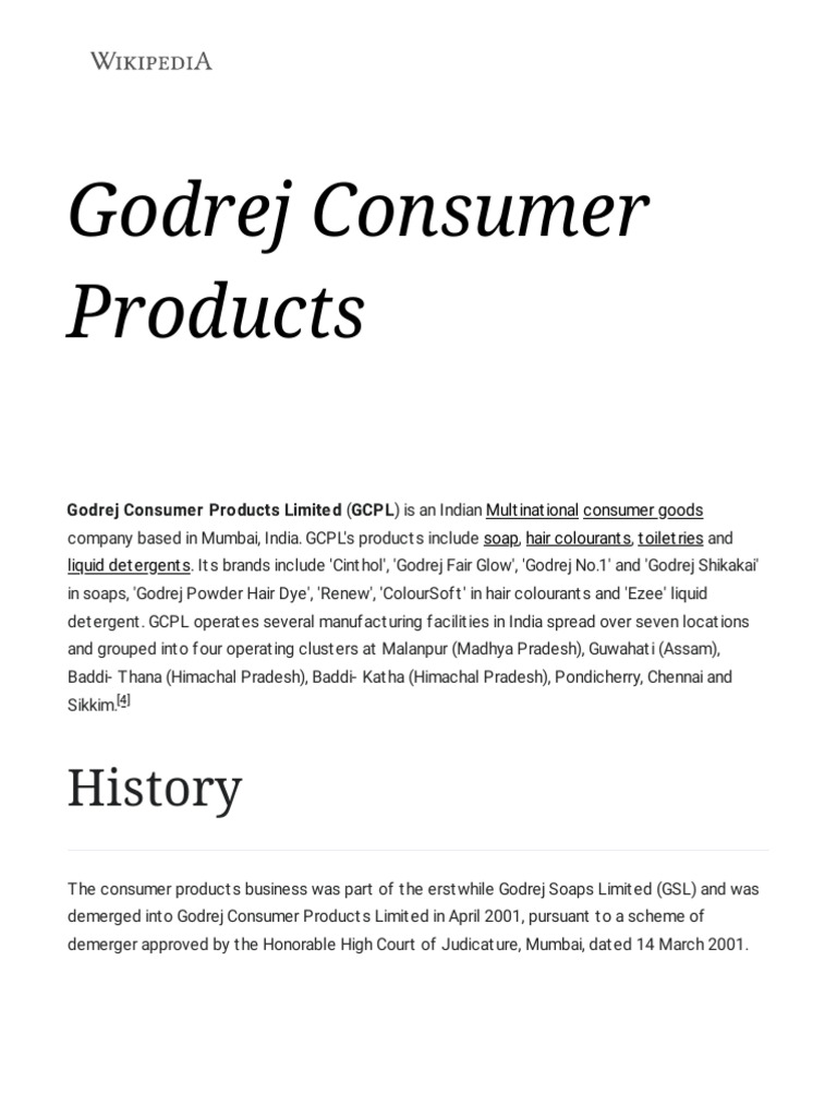 Godrej Consumer Products Overview | PDF | Soap | Toiletry