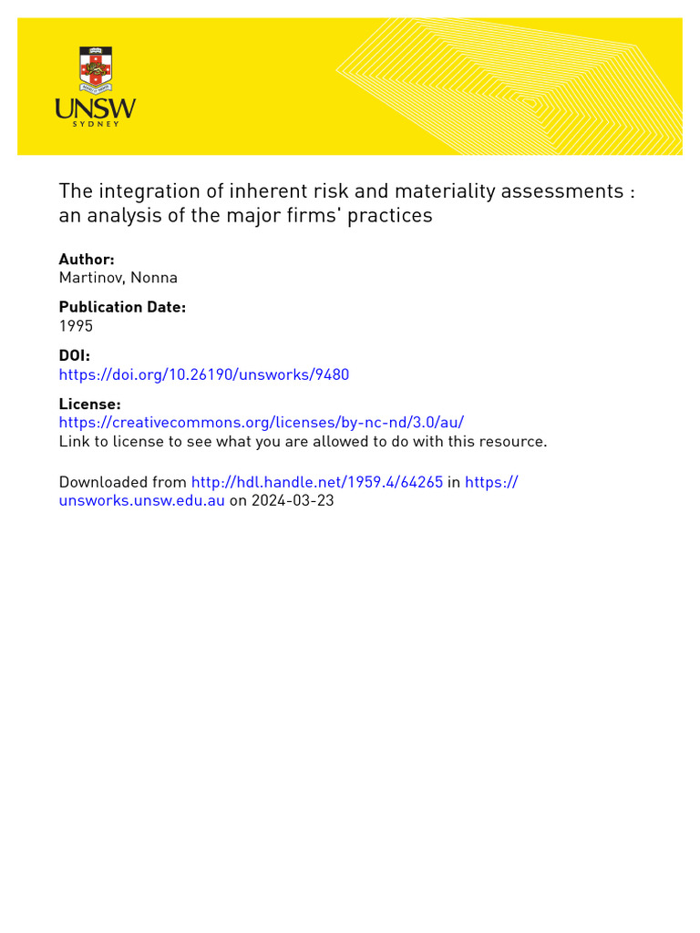 Inherent Risk and Materiality in Audits | PDF | Audit | Financial Audit
