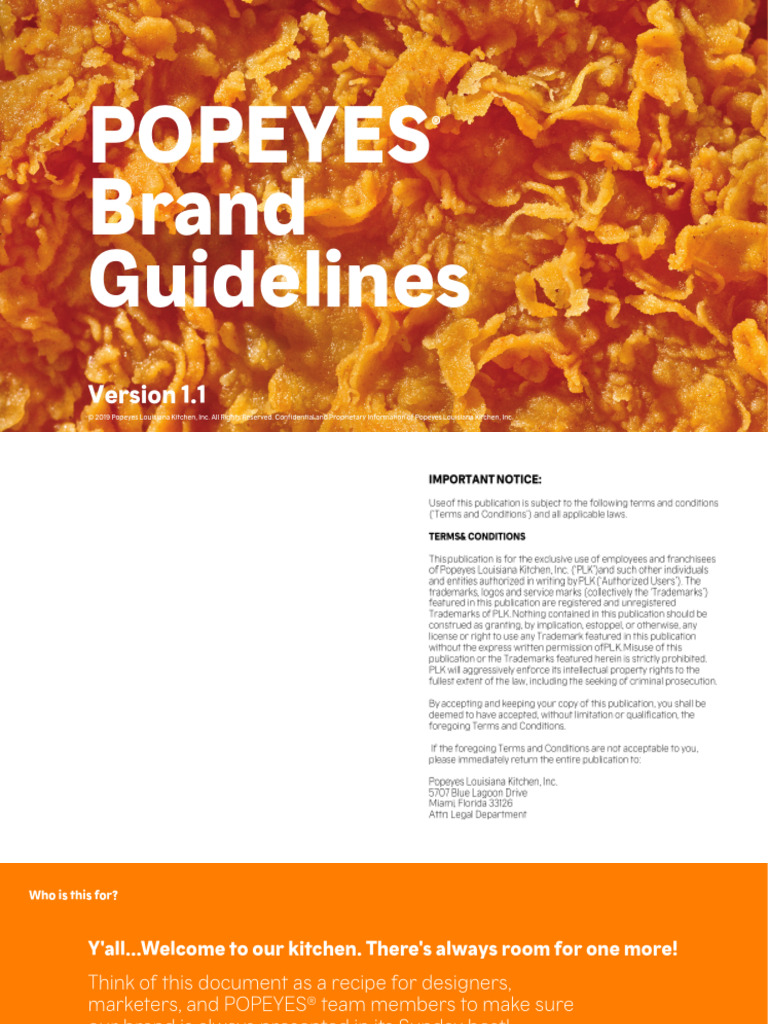 Popeyes Louisiana Chicken Guidelines PDF Louisiana Creole Cuisine