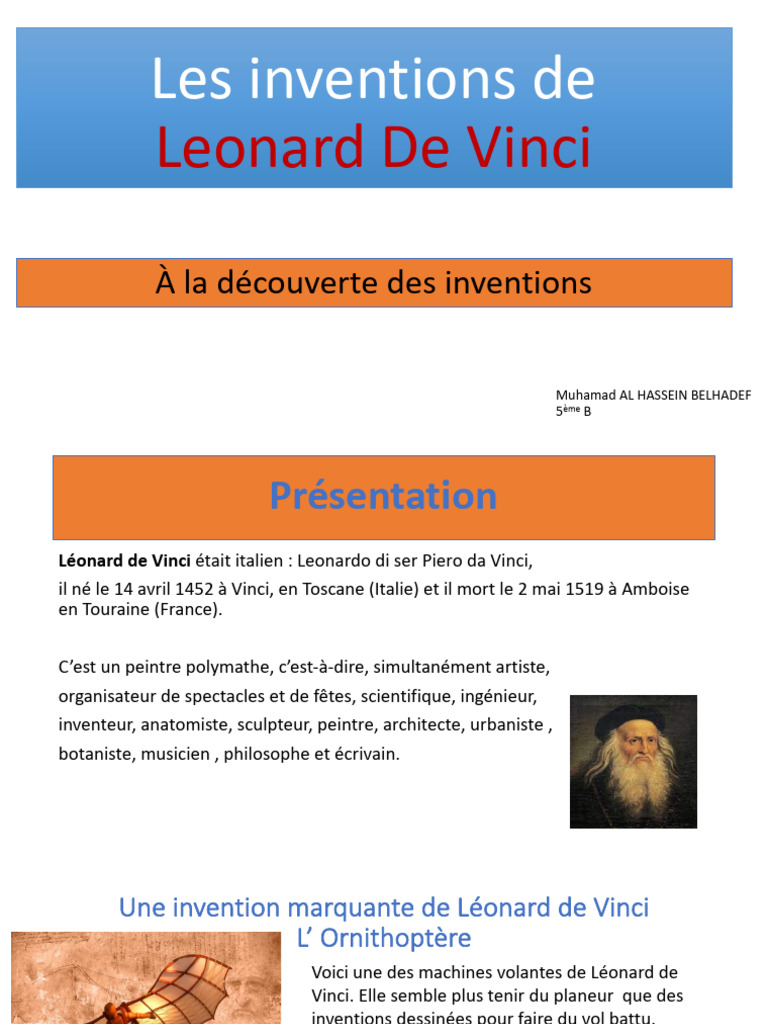 Inventions volantes de Léonard de Vinci PDF — free download