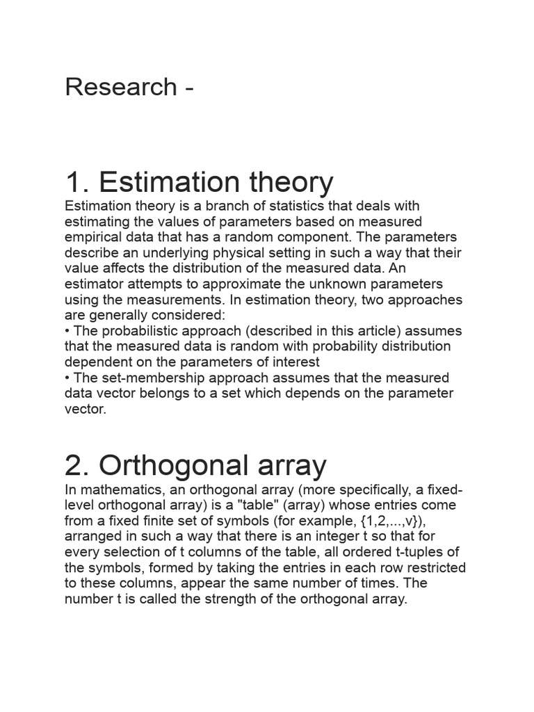 Estimation Theory: Research | PDF | Science & Mathematics