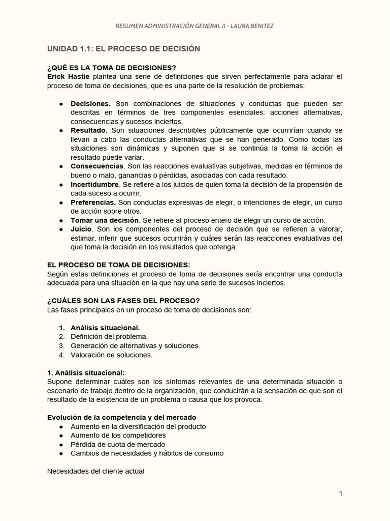 Proceso de Toma de Decisiones en Gestión | PDF | Toma de decisiones ...