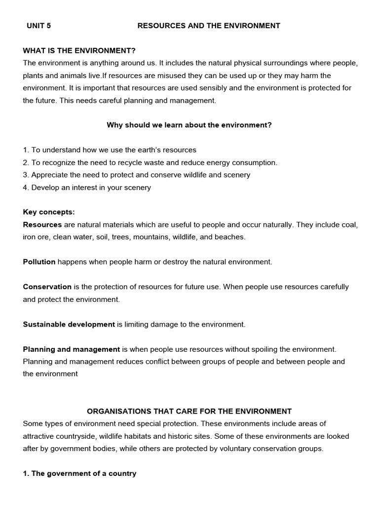 Understanding Resources and Environmental Protection | PDF | Renewable ...