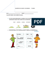 Evaluacion Diagnostica de Inglés 1°