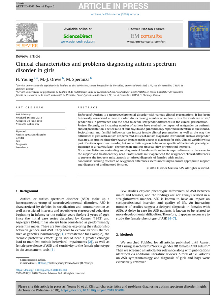 Clinical Characteristics and Problems Diagnosing Autism | PDF | Autism ...