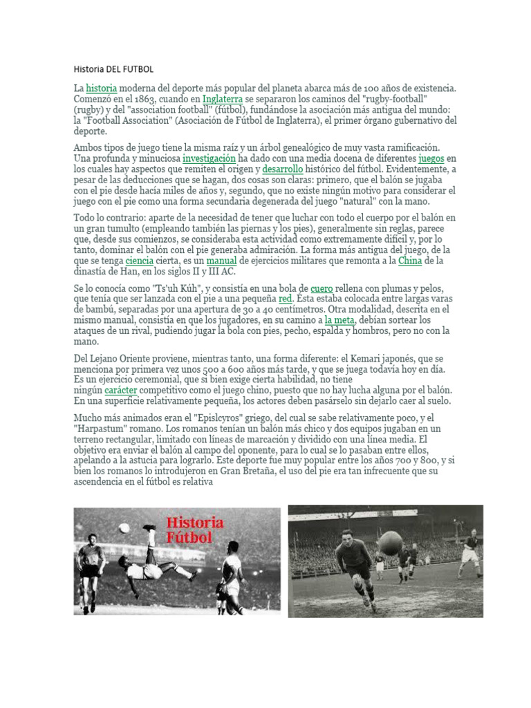 HISTORIA DEL FUTBOL | PDF | Asociación de Futbol | Deportes