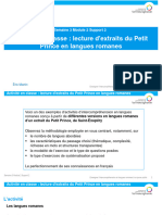 S3M2S2 - Activité en classe  lecture d'extraits du Petit Prince en langues romanes